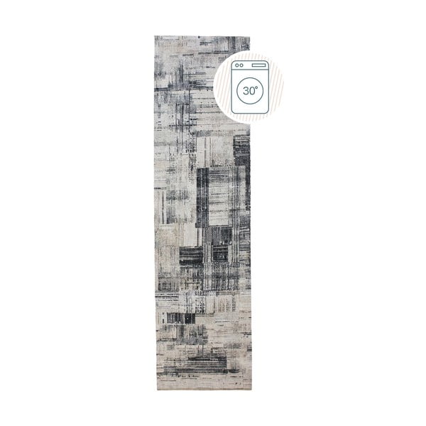 Covor tip traversă gri lavabil 60x230 cm Silas Abstract – Flair Rugs