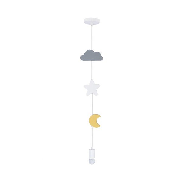 Lustră galbenă/albastru-deschis cu abajur textil Single – Candellux Lighting