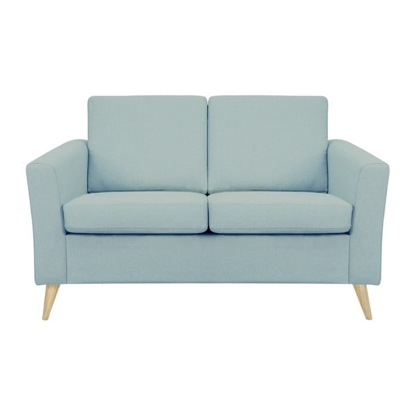 Canapea cu 2 locuri, cu picioarele culoare naturală, Helga Interiors Alex, albastru gri