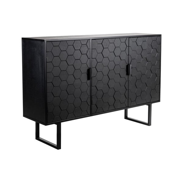 Comodă neagră joasă din lemn de pin 135x90 cm Linc – White Label-image-2