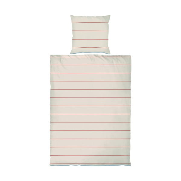 Lenjerie de pat roșie/bej din bumbac satinat pentru pat de o persoană 140x200 cm Align – Mette Ditmer Denmark