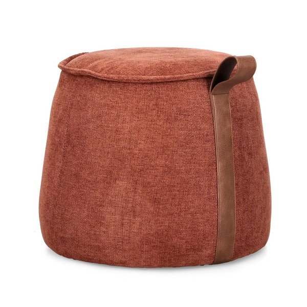 Puf teracotă cu tapițerie din chenille Anila – Bizzotto