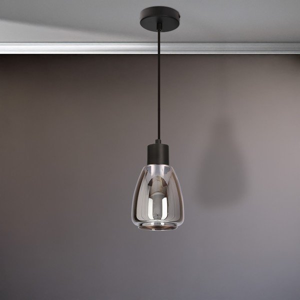 Lustră neagră cu abajur din sticlă ø 12 cm Moldo – Candellux Lighting-image-4