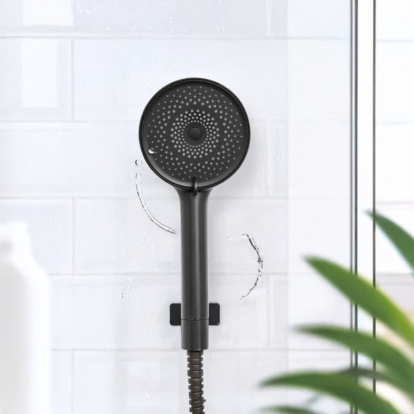 Cap de duș negru mat din plastic ø 12 cm Softwater – Wenko-image-1