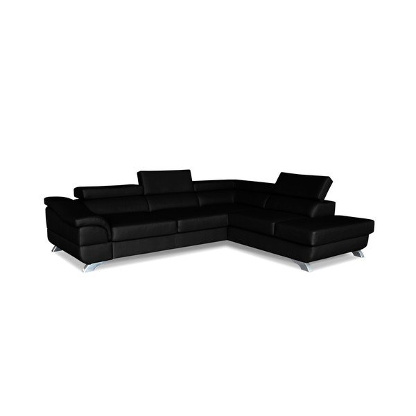 Colțar extensibil din piele Windsor  & Co. Sofas Omnikron, colț partea dreaptă, negru -image-1