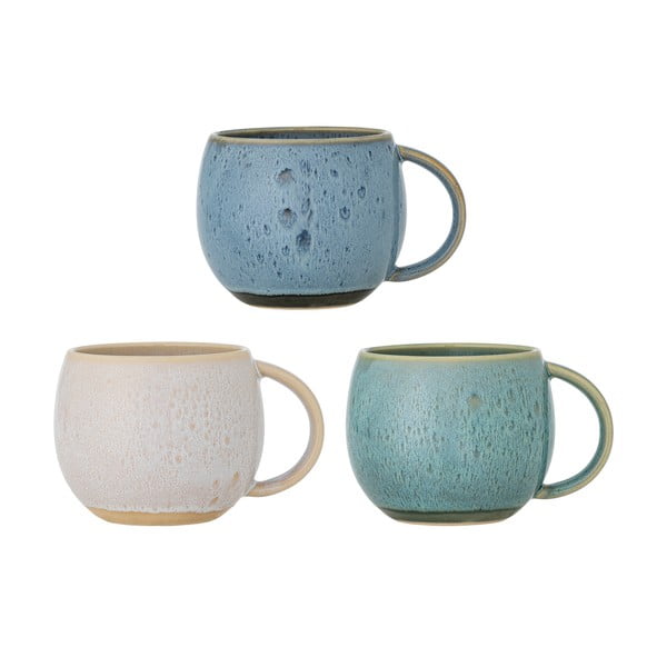 Căni albastre/crem 3 buc. din gresie 420 ml Harriet – Bloomingville