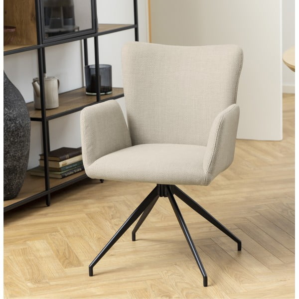 Set de scaune de sufragerie bej cu cotiere 2 buc. tapițat Laura – Actona-image-1