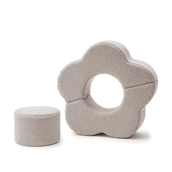 Teren de joacă din spumă gri deschis 3 buc. din material bouclé înălțime 27 cm 88x90 cm – Meowbaby