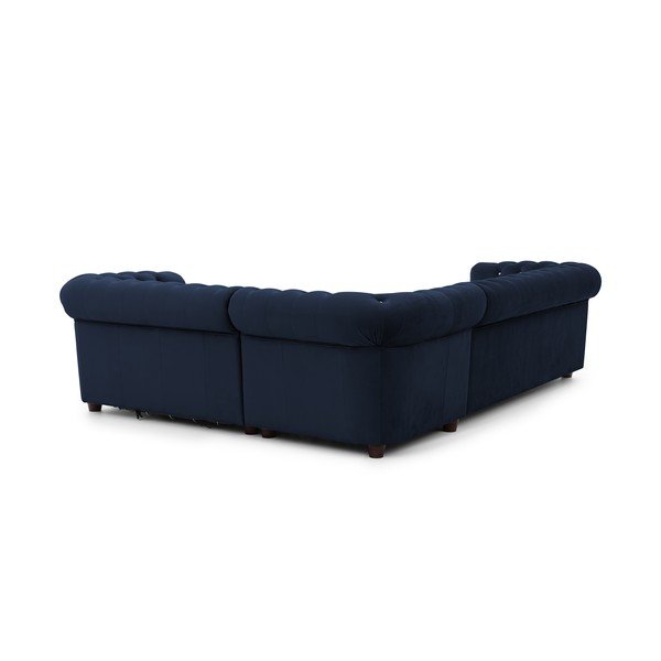 Colțar albastru extensibil cu tapițerie din catifea (cu colț pe partea dreaptă/în formă de ”L”) York Blik – Ropez-image-3