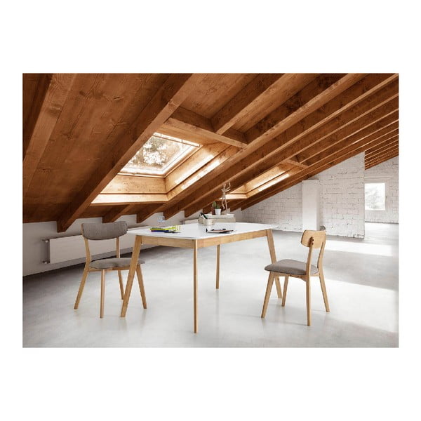 Masă cu baza din lemn de cauciuc sømcasa Enma, lungime 120 cm, alb-image-3