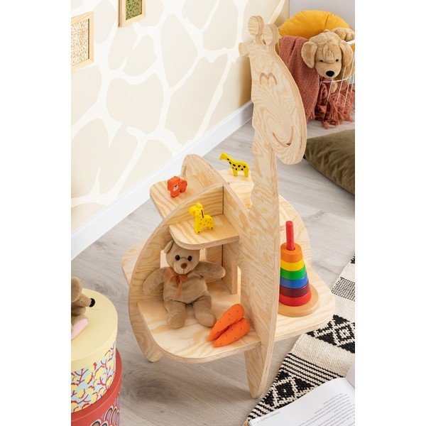 Bibliotecă pentru copii în decor de pin în culoare naturală 90x60 cm Giraffe - Adeko-image-1