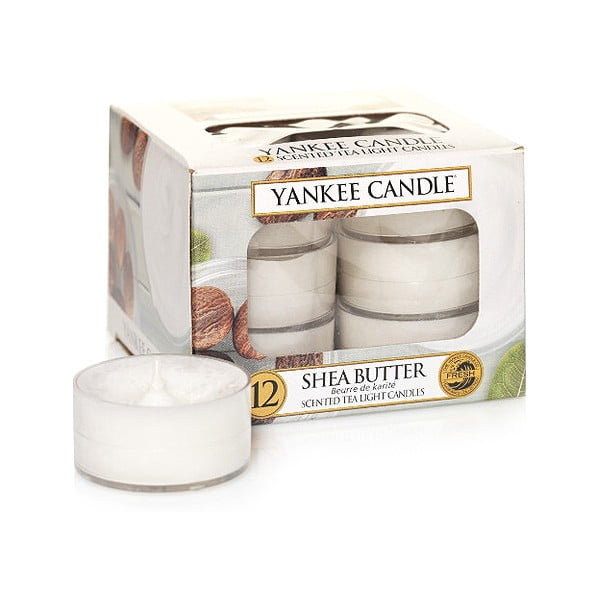 Set 12 lumânări parfumate Yankee Candle Shea Butter, timp de ardere 4 h