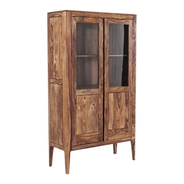 Dulap tip vitrină sculptat manual din lemn sheesham, 2 uși, Kare Design Brooklyn Nature