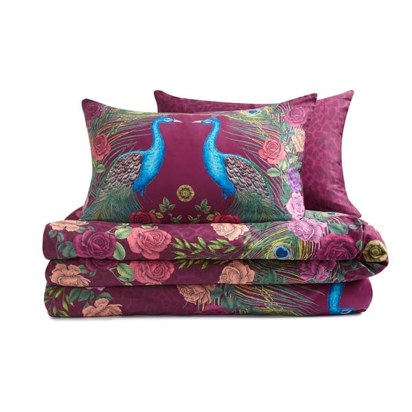 Lenjerie de pat mov din bumbac satinat pentru pat de o persoană 135x200 cm Xanadu Peacock – Matthew Williamson