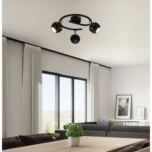 Plafonieră neagră/aurie cu abajur din metal 38x38 cm Boni – Candellux Lighting-image-1