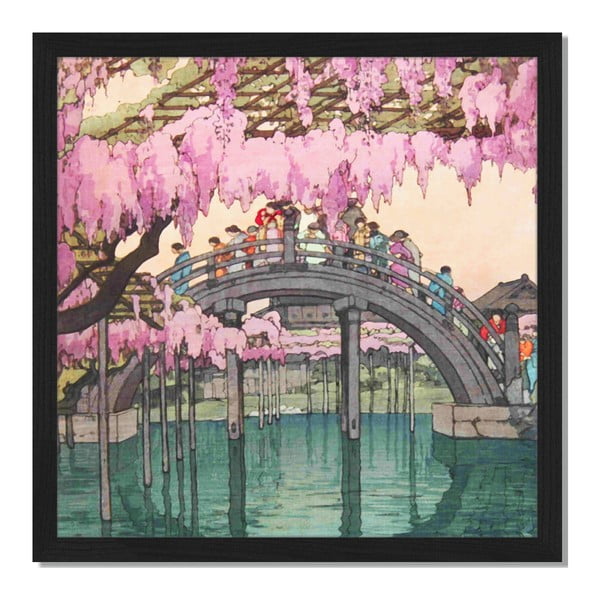 Tablou înrămat Liv Corday Asian Garden Bridge, 40 x 40 cm