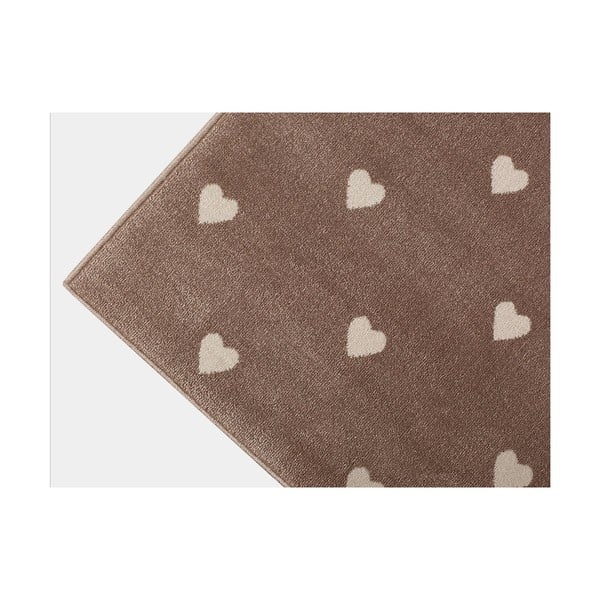 Covor pentru copii KICOTI Peas, 133 x 190 cm, maro-alb, motive inimă-image-3