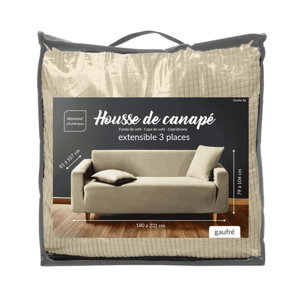 Husă maro elastică pentru canapea cu 3 locuri Sacha – douceur d'intérieur-image-3
