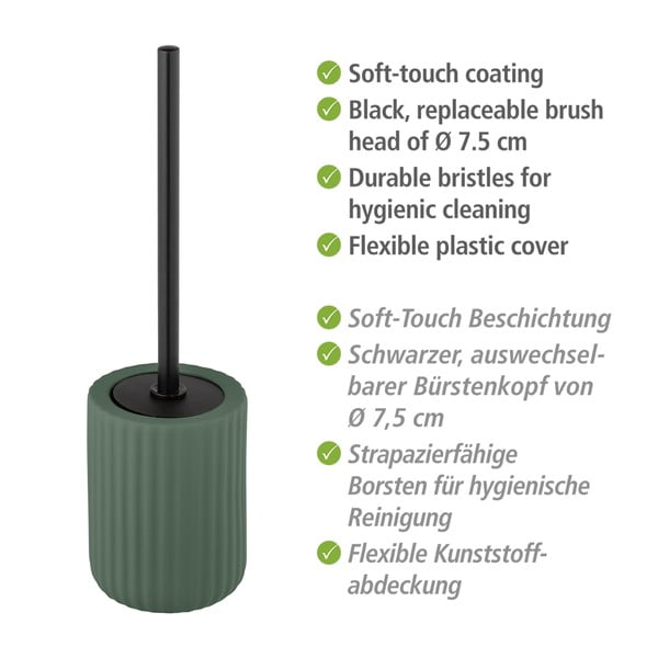 Perie de toaletă cu suport din ceramică Wenko Belluno, verde-image-3
