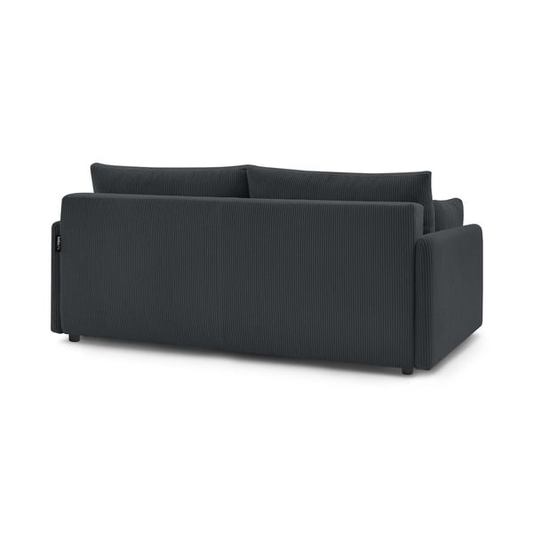Canapea gri închis extensibilă cu tapițerie din catifea reiată  211 cm Marcel – Bobochic Paris-image-4