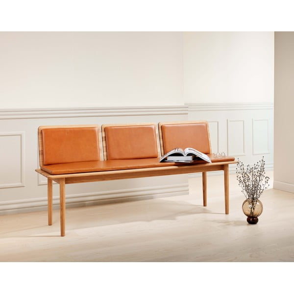 Bancă din piele maro cognac Elba - Hammel Furniture-image-1