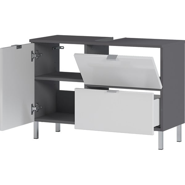 Dulap sub chiuvetă Germania Mauresa, lățime 80 cm, alb - gri-image-3