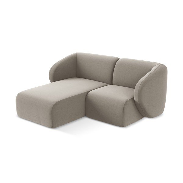 Colțar maro deschis cu tapițerie din catifea (cu colț pe partea stângă/cu șezlong) Lani – Makamii-image-2