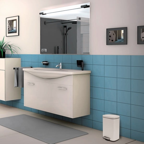 Coș de gunoi alb mat cu pedală din oțel 5 l   Akira – Spirella-image-1