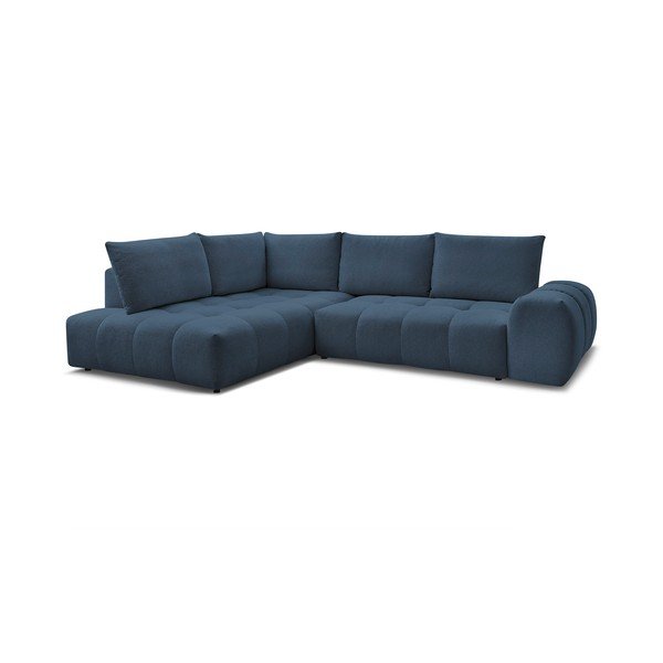 Colțar albastru închis extensibil/cu spațiu de depozitare cu tapițerie din chenille (cu colț pe partea stângă/în formă de ”L”) Everest – Bobochic Paris-image-3