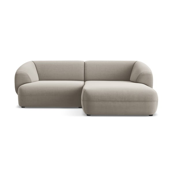 Colțar bej cu tapițerie din catifea (cu colț pe partea dreaptă) Moana – Makamii