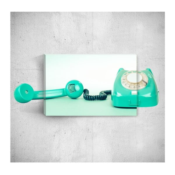 Tablou de perete 3D Mosticx Turquoise Telephone, 40 x 60 cm