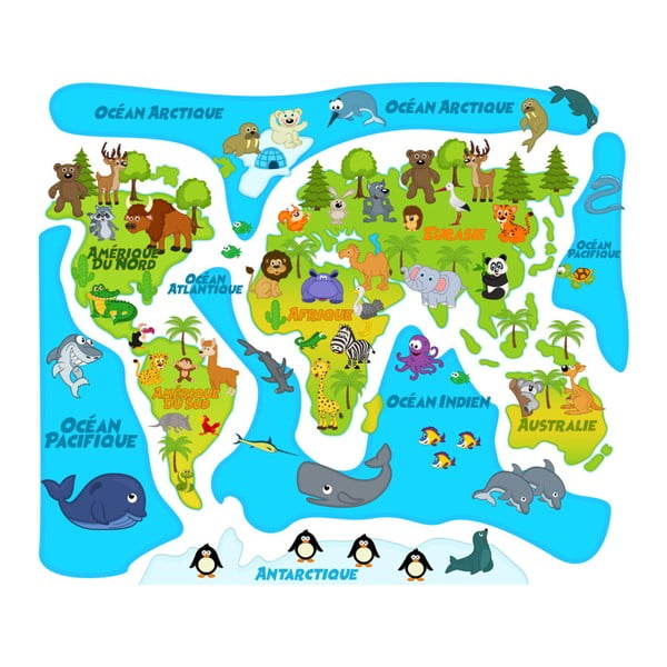 Autocolant de perete Ambiance Colored Baby World Map