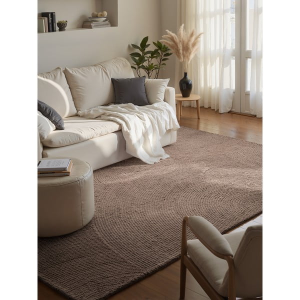 Covor taupe țesut manual din lână 80x150 cm Eleni Taupe – Hanse Home-image-1
