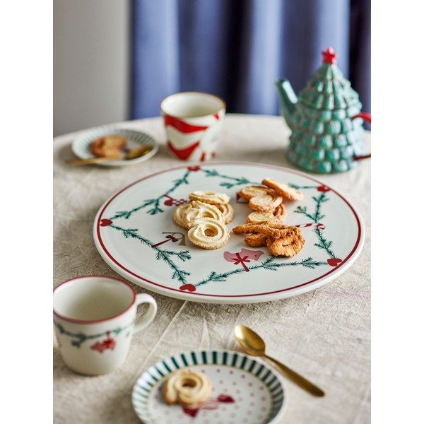 Tavă din gresie ceramică ø 35 cm   cu model de Crăciun Yule – Bloomingville-image-1