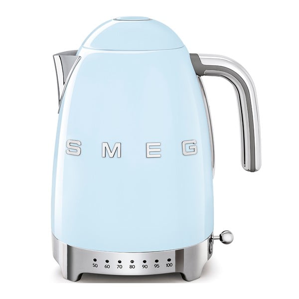 Ceainic electric albastru deschis din oțel inoxidabil 1,7 l Retro Style – SMEG