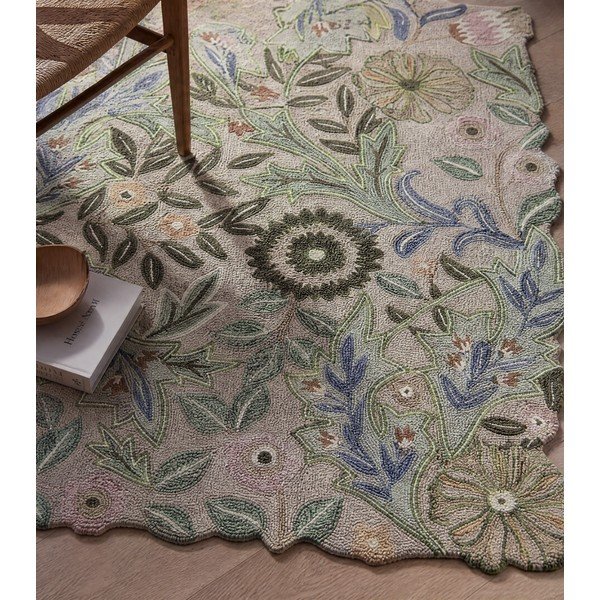 Covor verde țesut manual din lână 120x170 cm Bryony Shaped Floral – Flair Rugs-image-4