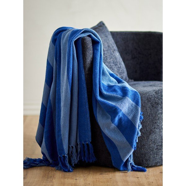 Pătură albastră din bumbac reciclat 130x160 cm Frello – Bloomingville-image-1