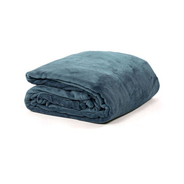 Cuvertură albastră din micropluș pentru pat dublu 180x220 cm Cosy – Tiseco Home Studio