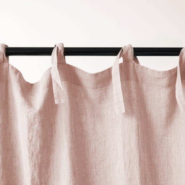 Draperie din in cu bucle de prindere Linen Tales Night Time, 250 x 140 cm, roz-image-1