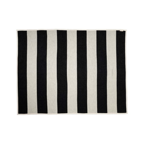 Pătură alb-negru din amestesc de lână 140x180 cm Bob Black Vanilla – Pappelina