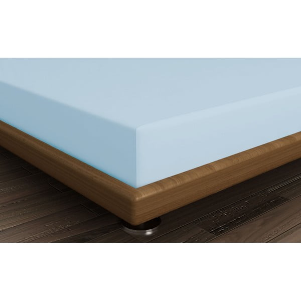 Cearceaf albastru deschis din bumbac cu elastic 140x200 cm – Mijolnir-image-1
