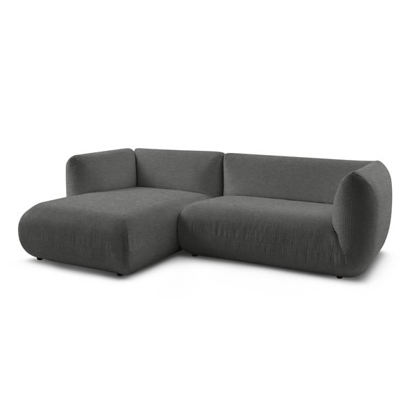 Colțar gri cu tapițerie din catifea reiată  (cu colț  pe partea stângă ) Lecomte – Bobochic Paris-image-4