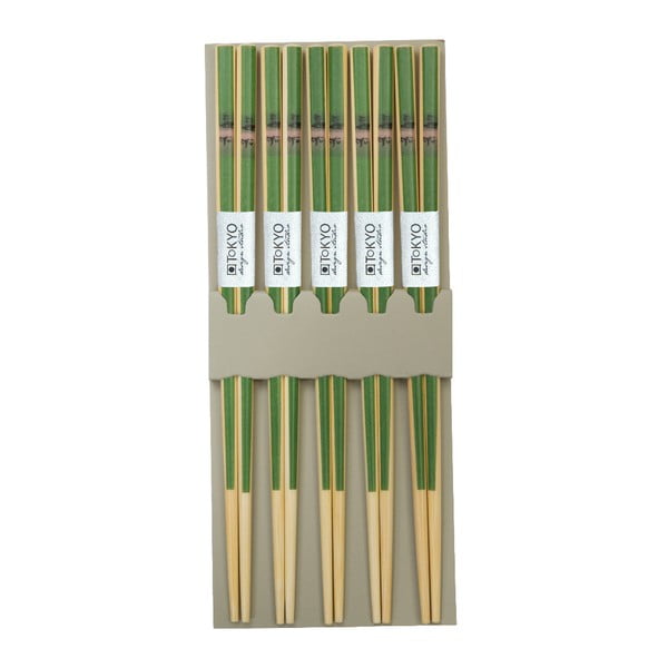 Set 5 bețișoare din bambus Tokyo Design Studio, verde