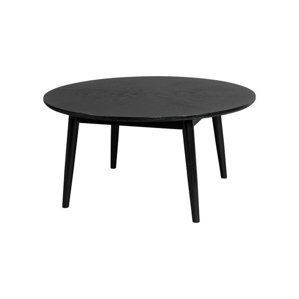 Măsuță de cafea neagră rotundă cu aspect de lemn de stejar ø 80 cm Fabio – White Label