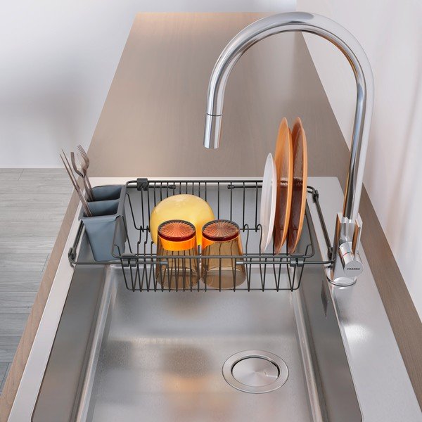 Scurgător de vase negru mat din oțel Lava – Metaltex-image-2