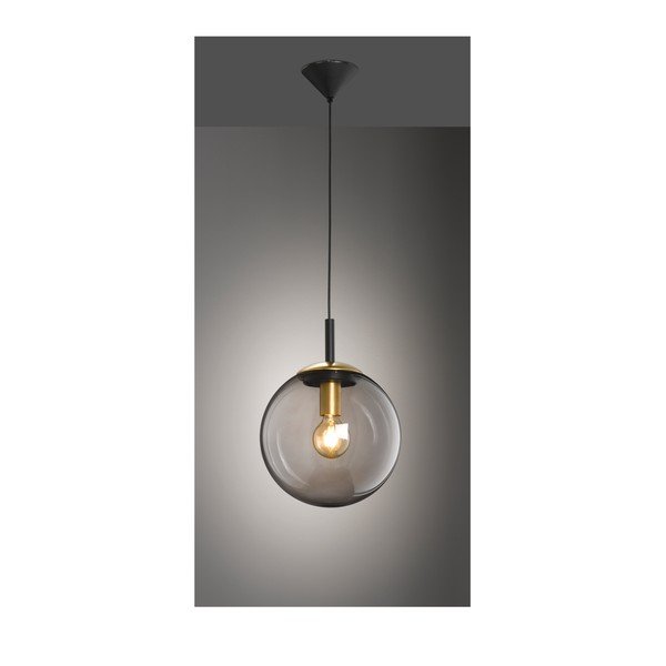 Lustră neagră cu abajur din sticlă Dini – Fischer & Honsel-image-1