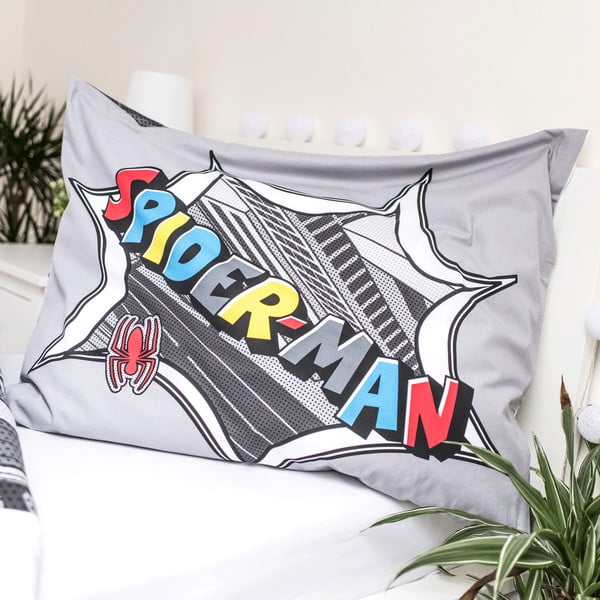 Lenjerie de pat din bumbac pentru copii Jerry Fabrics Spiderman, 140 x 200 cm, gri-image-3