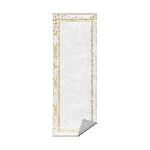 Covor alb-auriu de tip traversă 80x200 cm – Mila Home