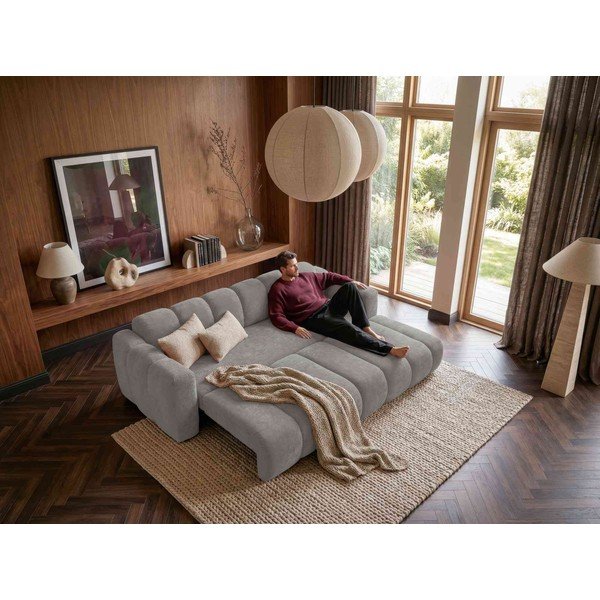 Colțar gri extensibil cu tapițerie din chenille (cu colț pe partea dreaptă) Michell – Miuform-image-4