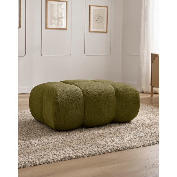 Taburet verde cu tapițerie din chenille Ivane – Bobochic Paris-image-1